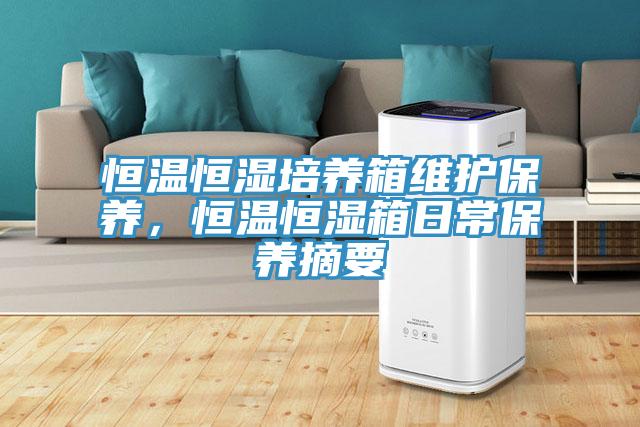 恒溫恒濕培養(yǎng)箱維護(hù)保養(yǎng)，恒溫恒濕箱日常保養(yǎng)摘要